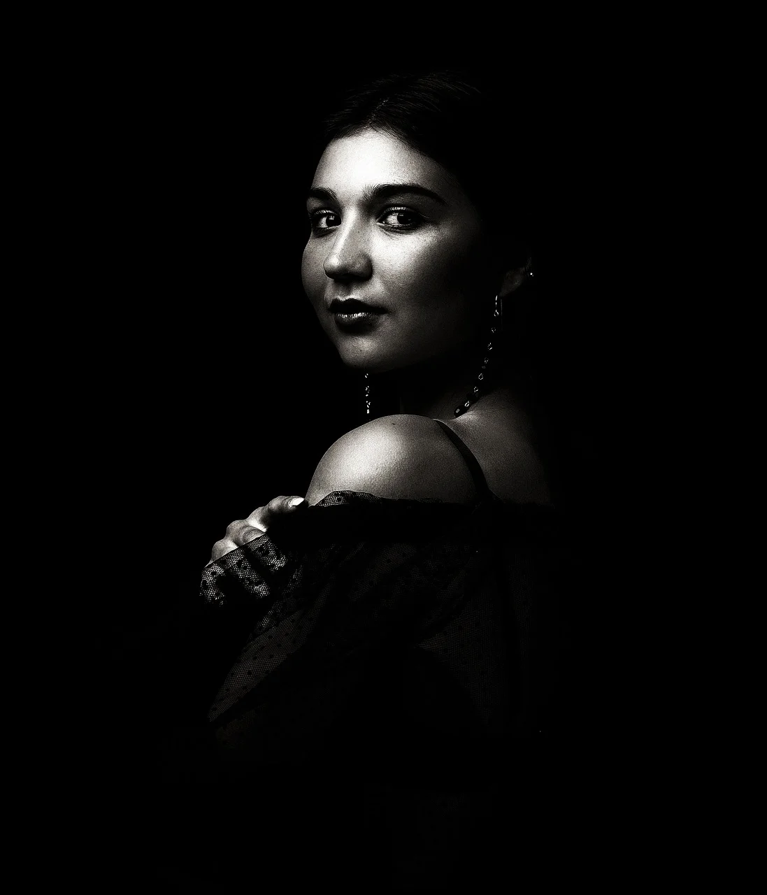girl, black and white, beauty, woman