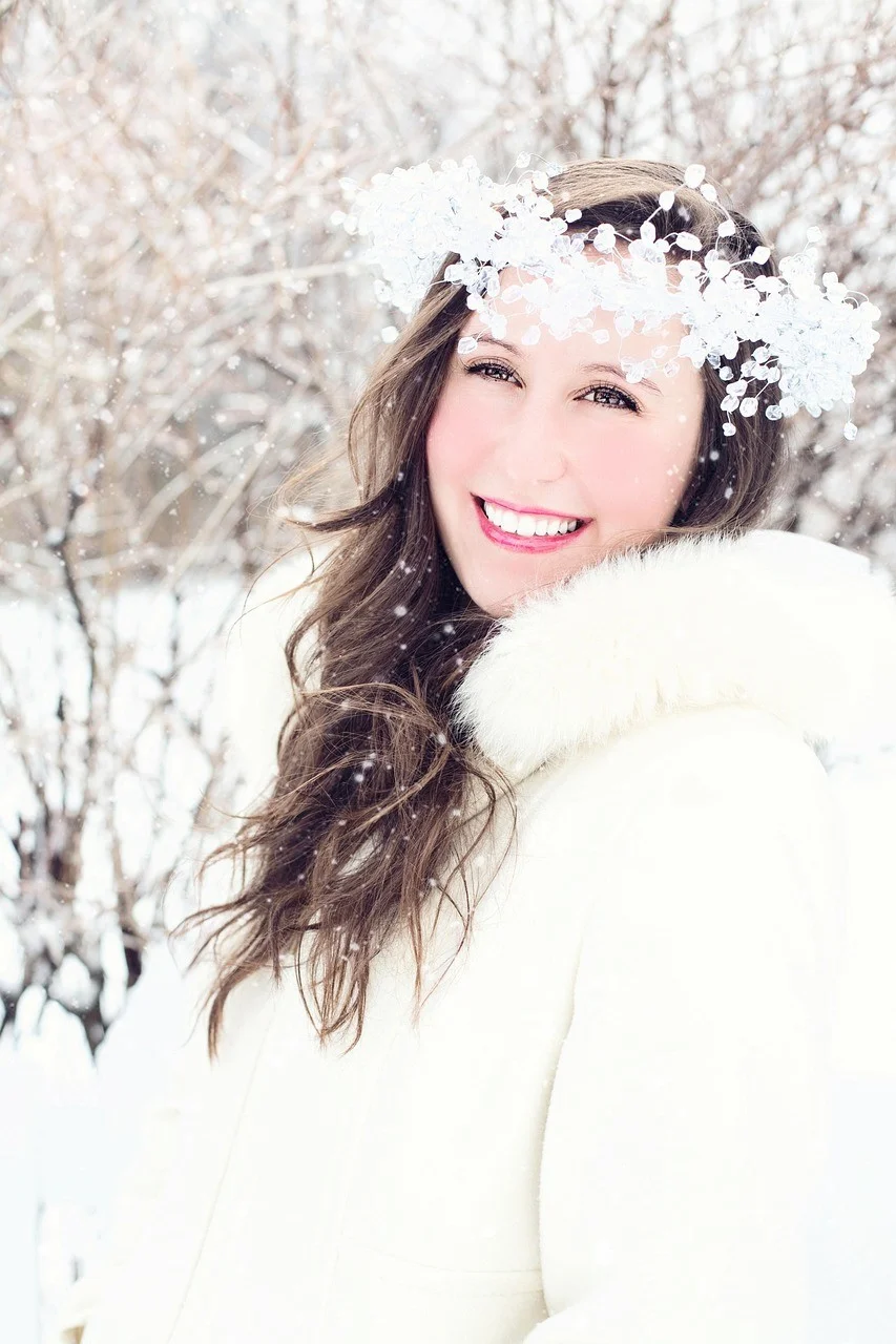 woman, snow, winter, portrait