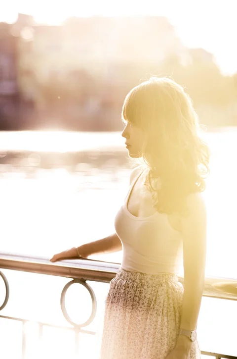 woman, sunset, sunlight, female