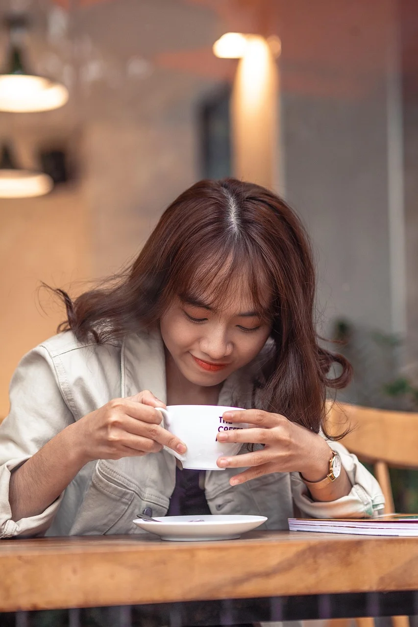 woman, cafe, coffee, leisure