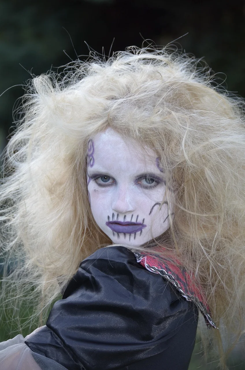 girl, blond, mane, close up