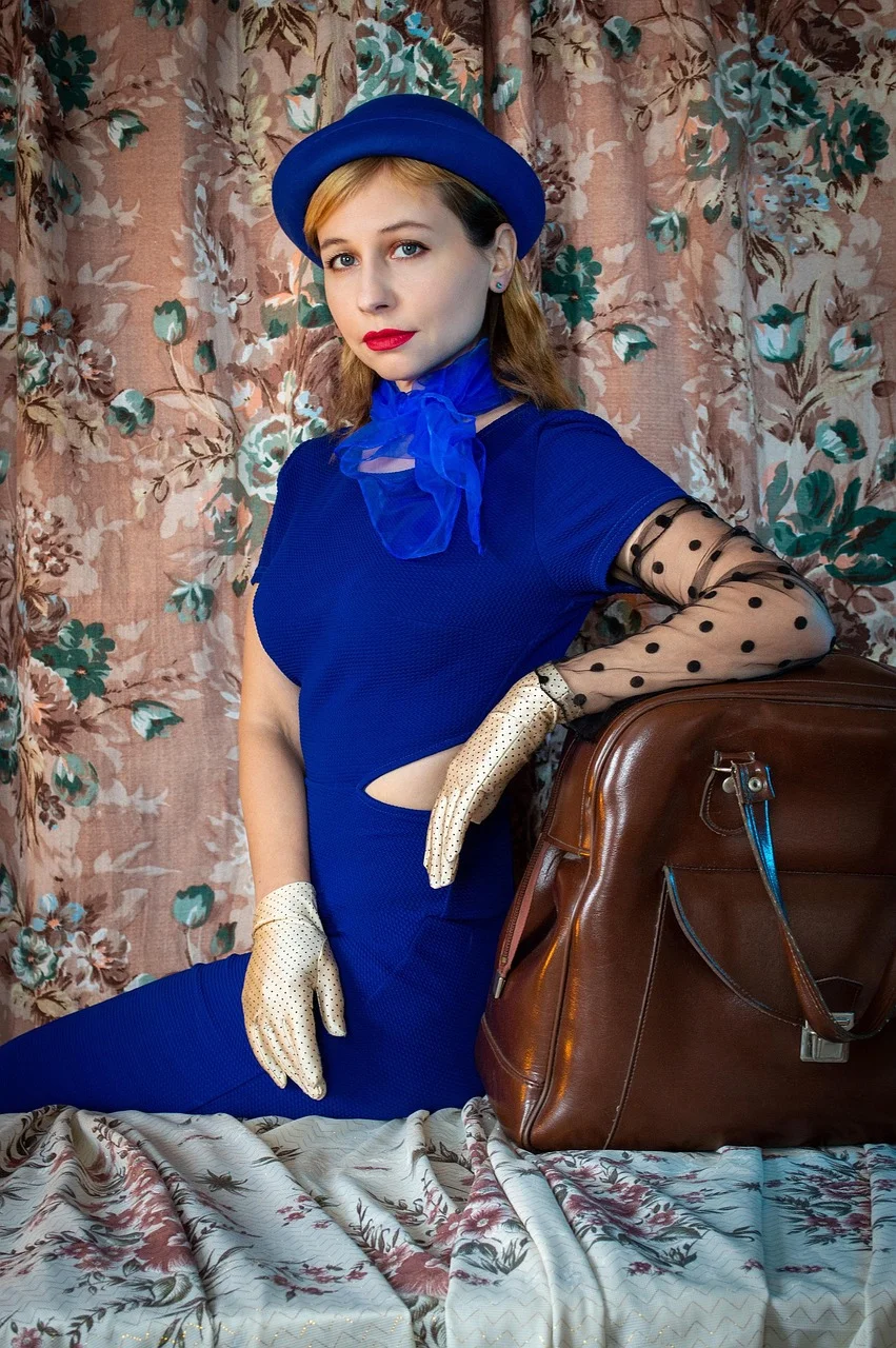 young woman, fabrics, patterns, woman
