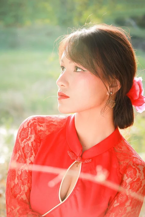 chinese girl, red, girl, chinese