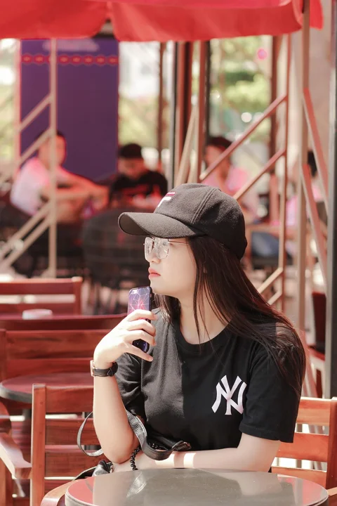 portrait, girl, hat, sit
