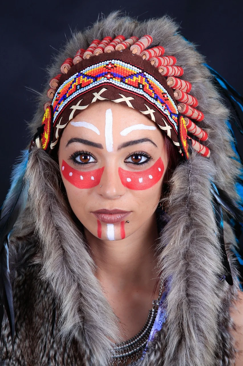 woman, feathers, young women, portrait