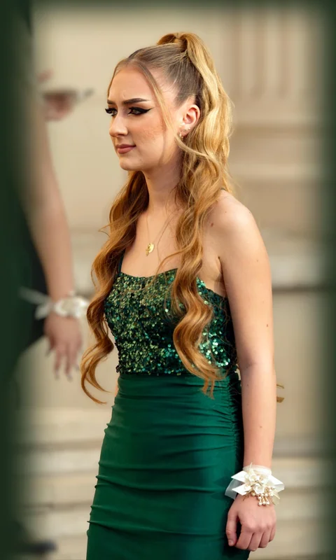 girl, curly hair, bridesmaid, fashion