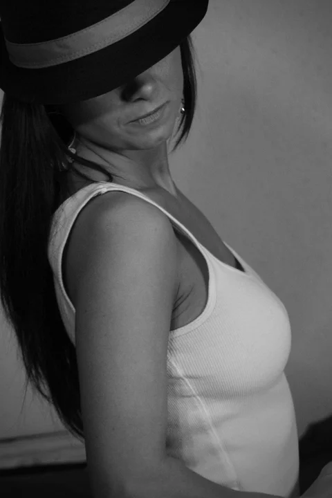 갈색 머리, 포즈, 모자, 숙녀