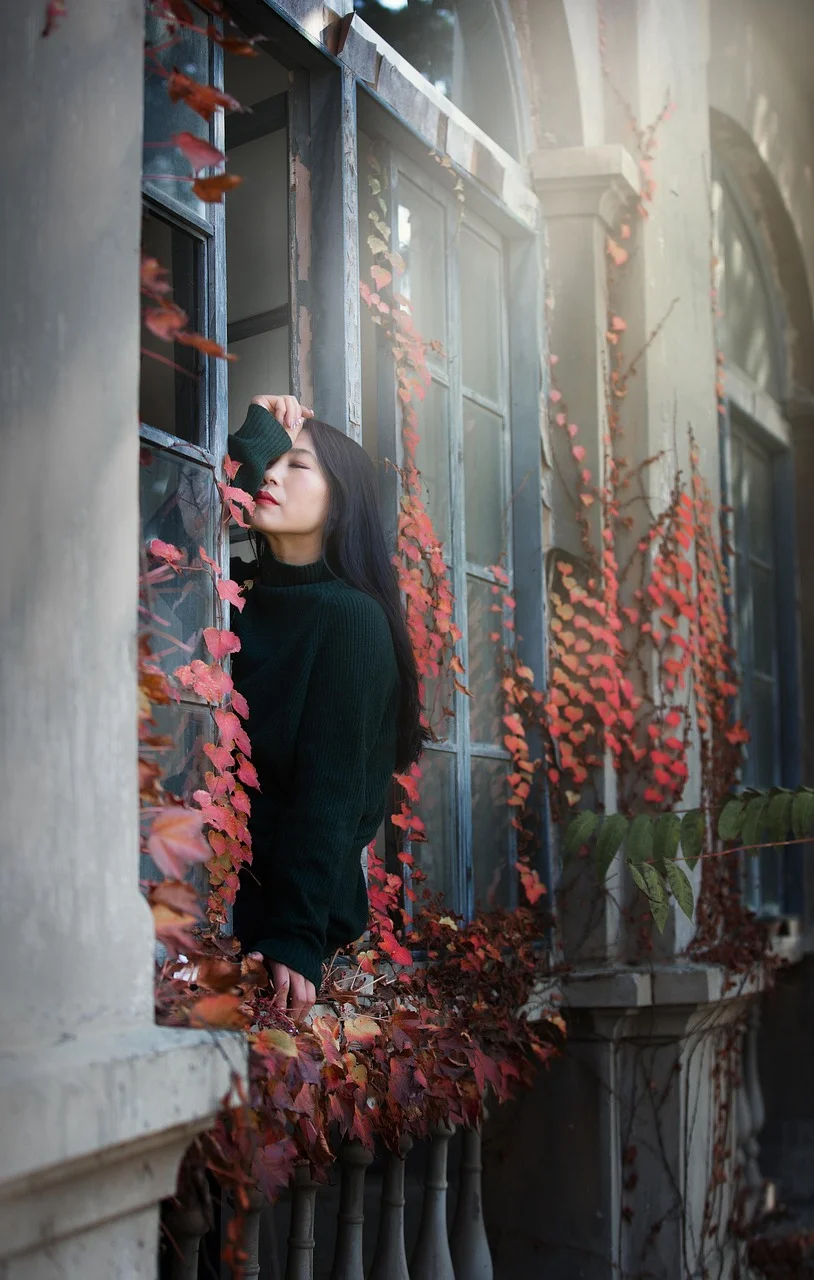 woman, model, window, contemplate