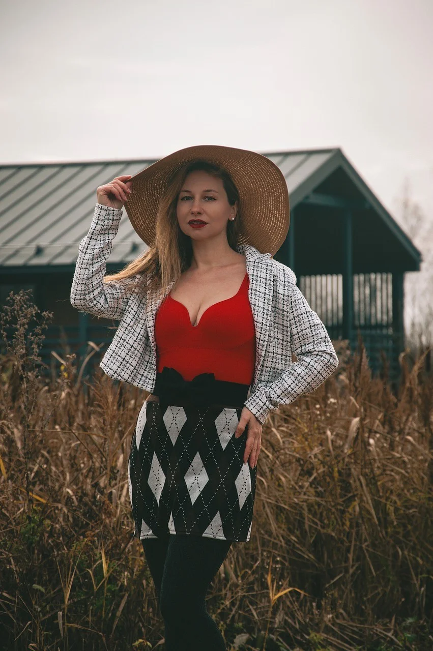 woman, autumn, hat, portrait