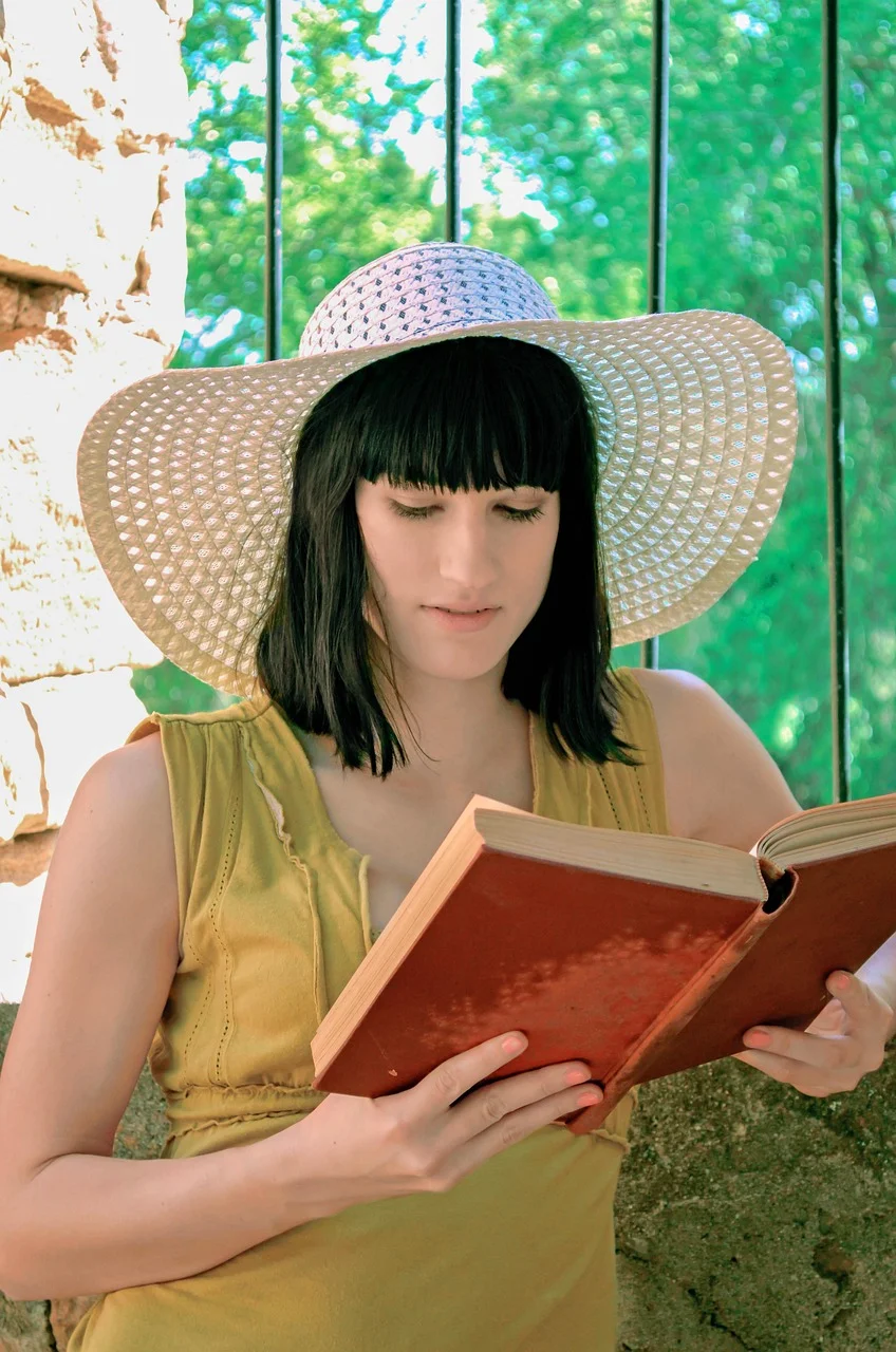 girl, reading, young, book