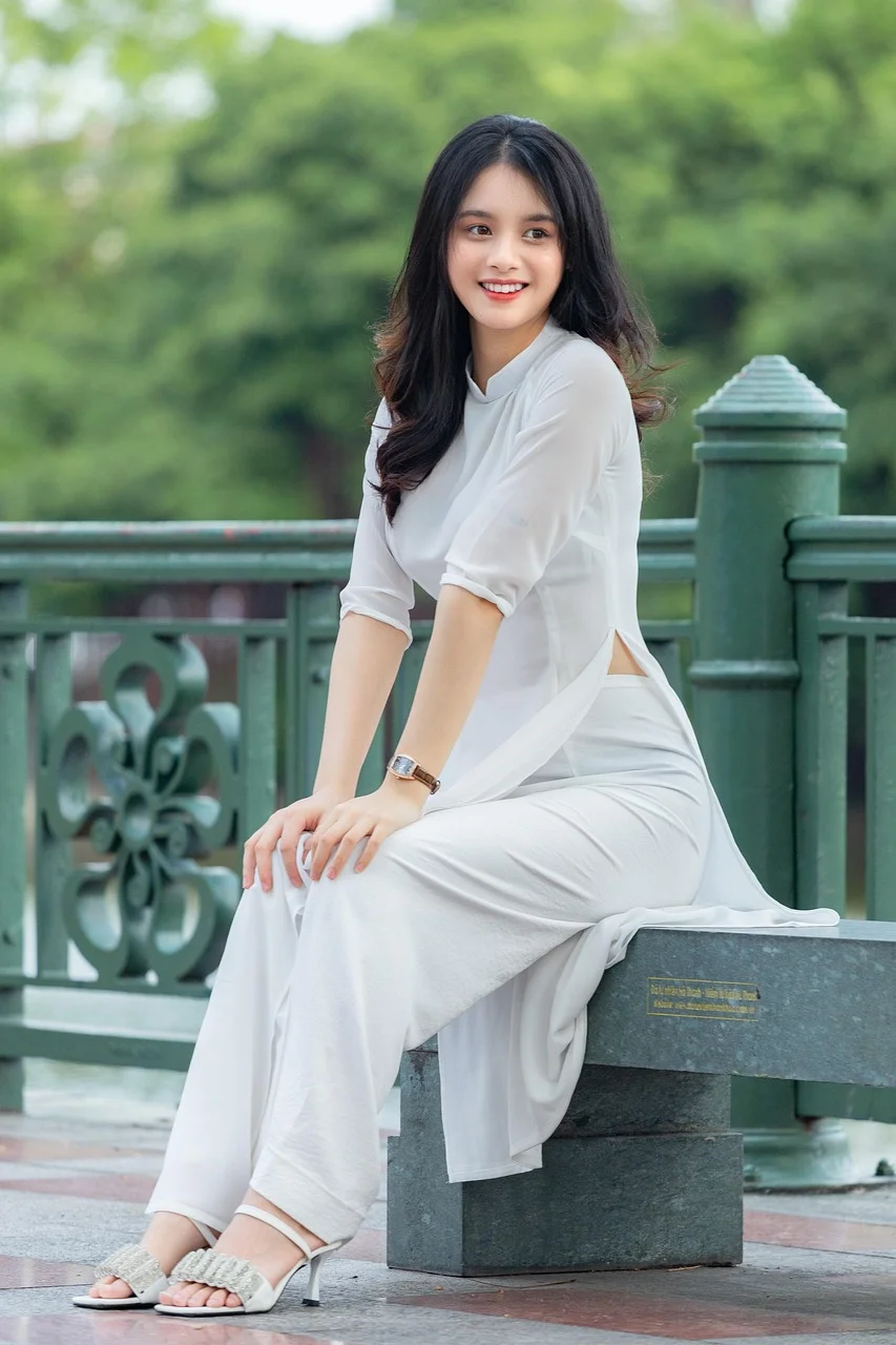 woman, smile, model, ao dai
