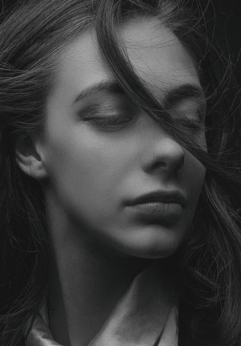 portrait, body, face, monochrome