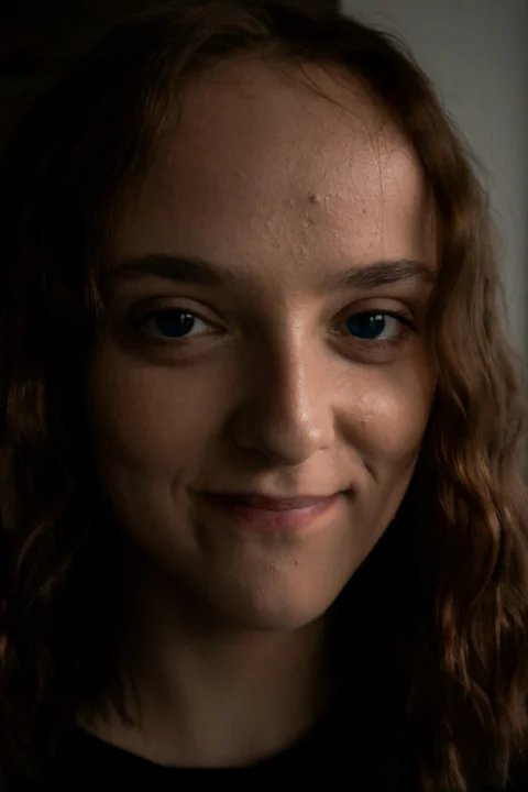 a woman with long hair