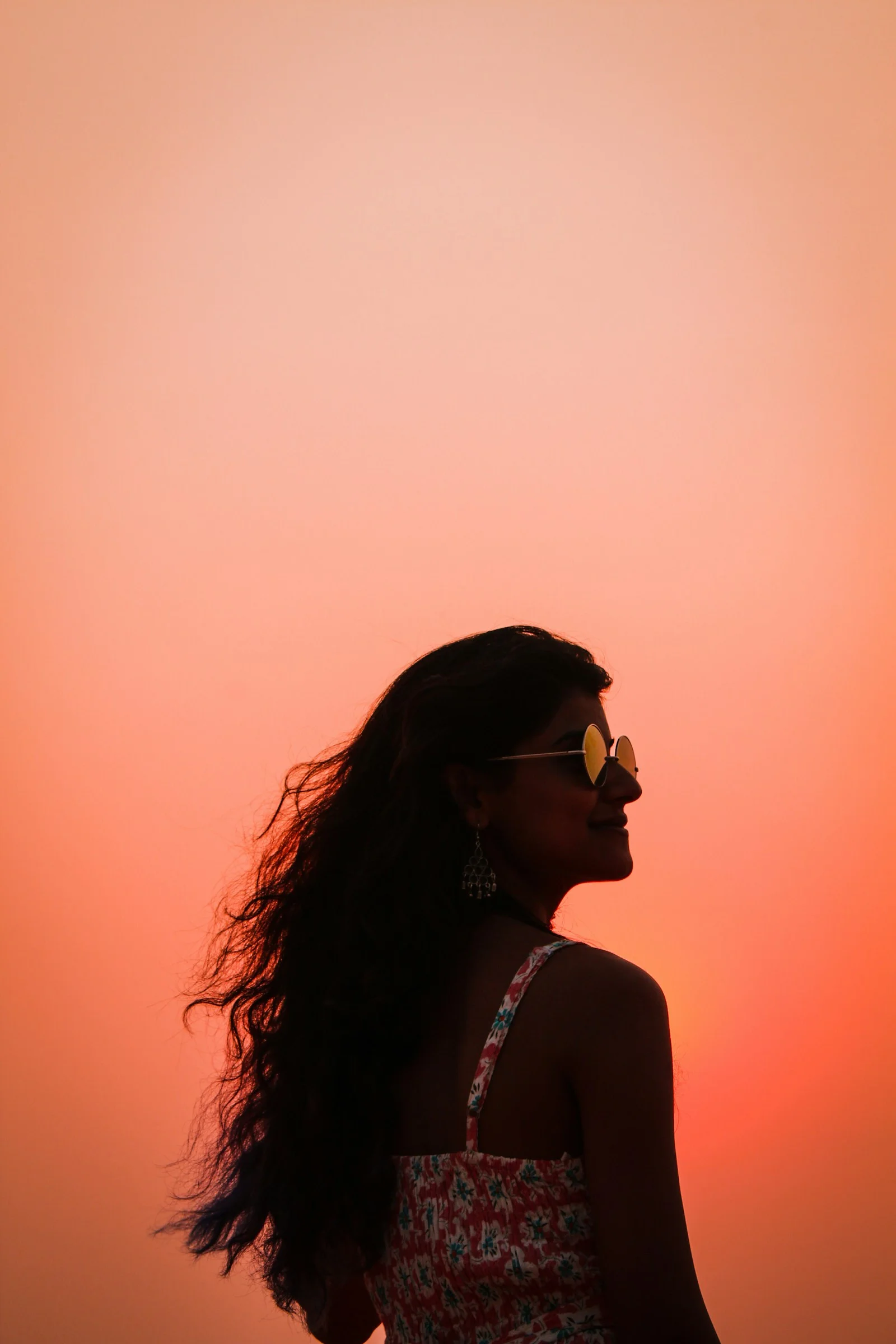 woman in floral top