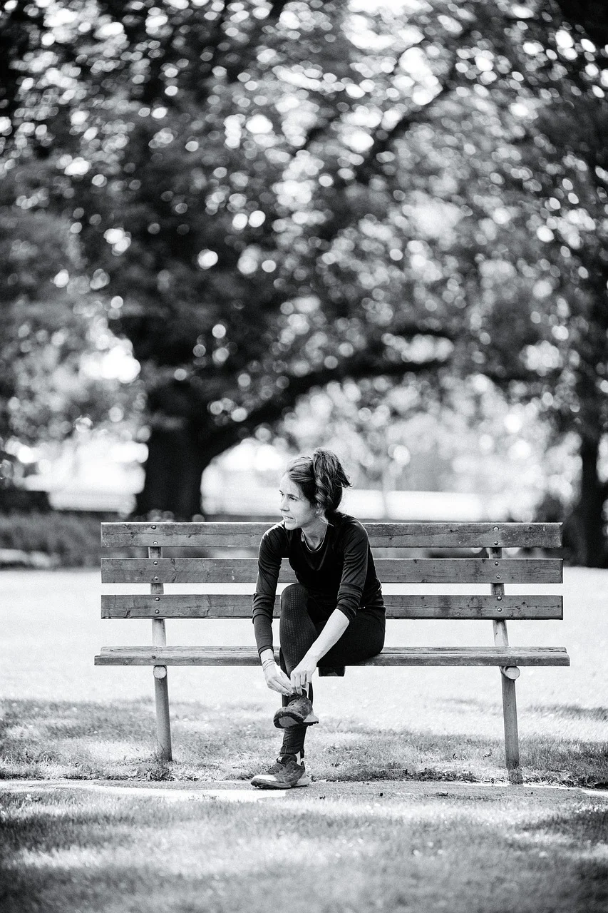 woman, model, portrait, bench