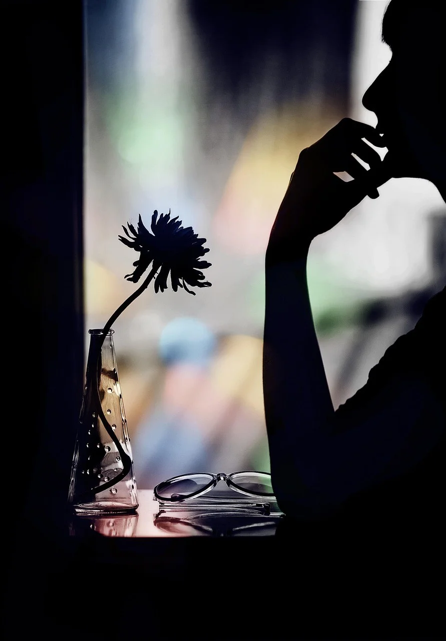 black, flower, woman, colour