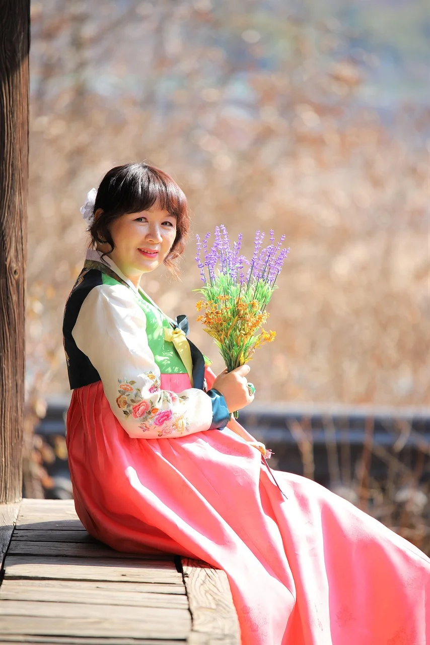 woman, fashion, hanbok, traditional wear