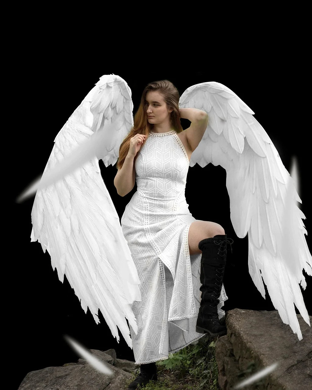angel, costume, girl, model