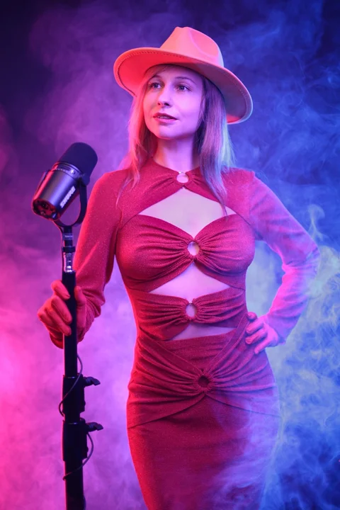 singer, microphone, woman, model