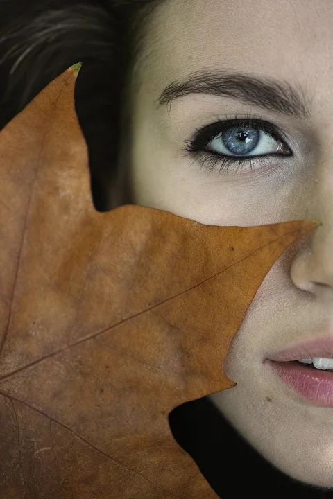 woman, model, leaf, fashion shoot