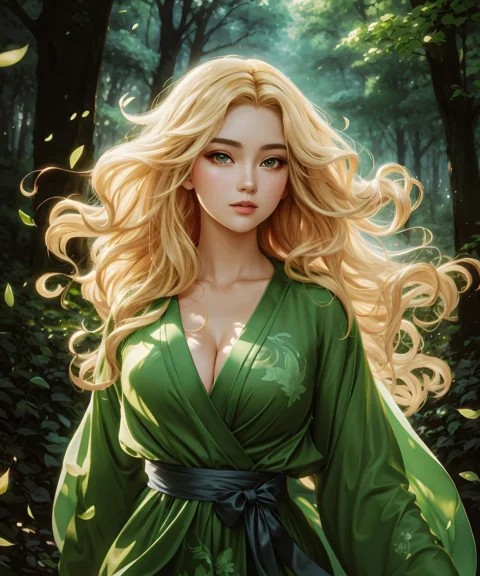 girl, princess, blonde, forest