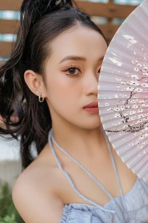 美丽女性，肖像，扇子，女性