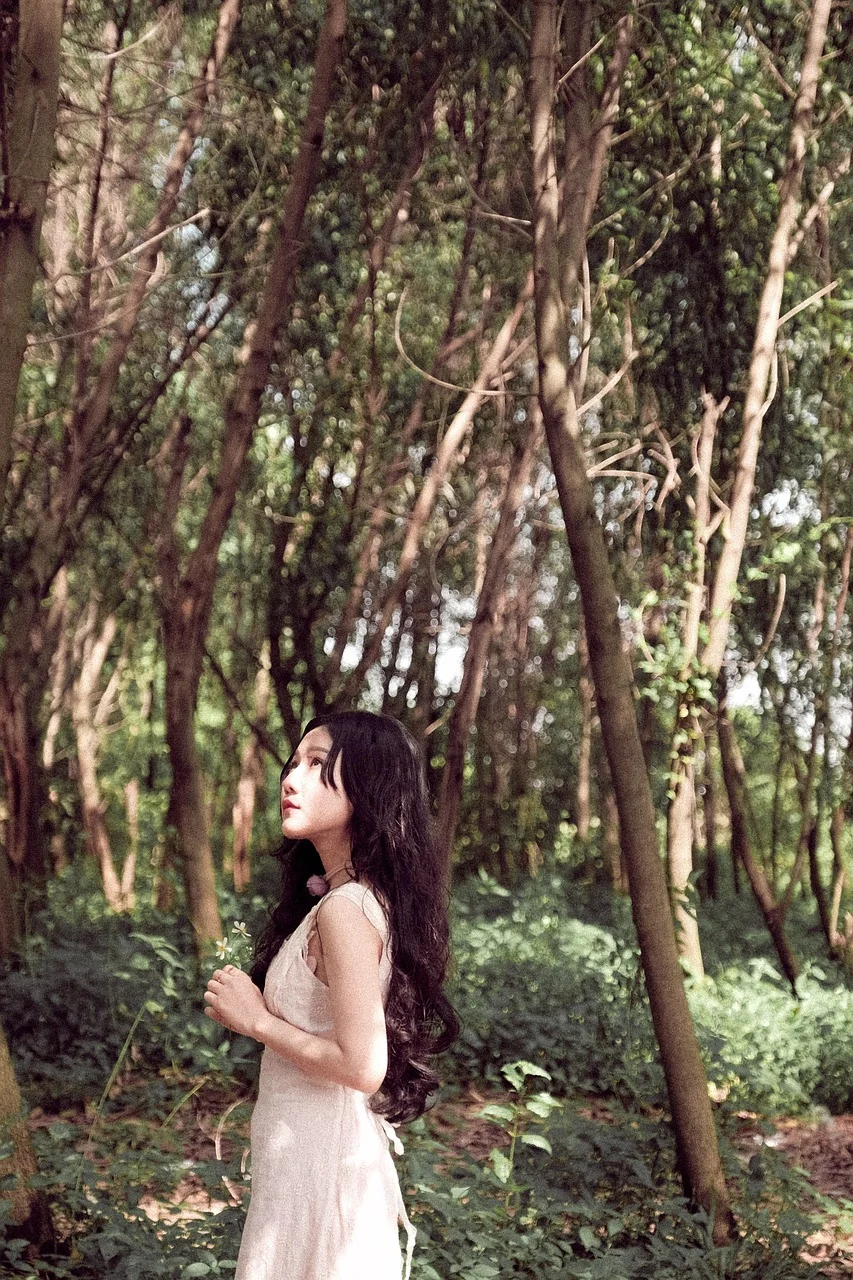 girl, model, forest, outdoor