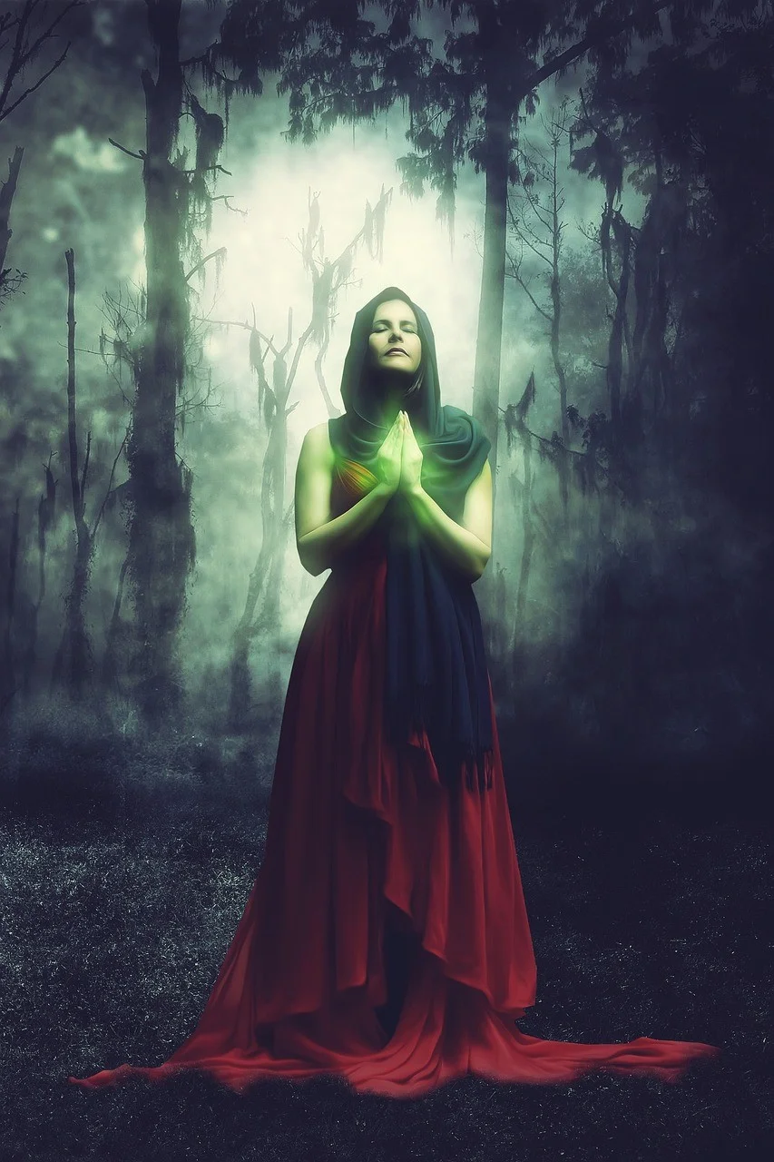 woman, fantasy, forest, magic