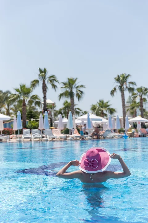 女人, 游泳池, 度假村, 度假