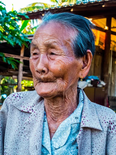 woman, old, thailand, wrinkled face
