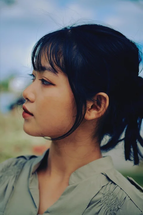 女孩，美丽，肖像，侧脸