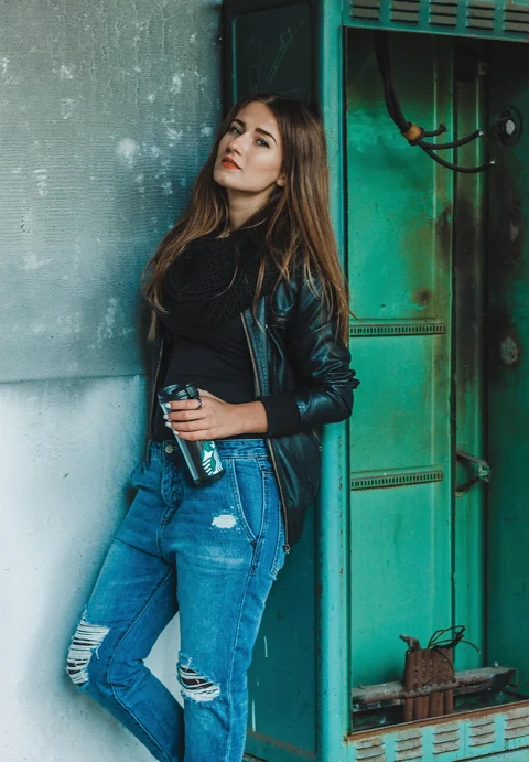 young woman, portrait, industrial, freedom