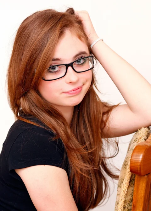 portrait, girl, glasses, eyes