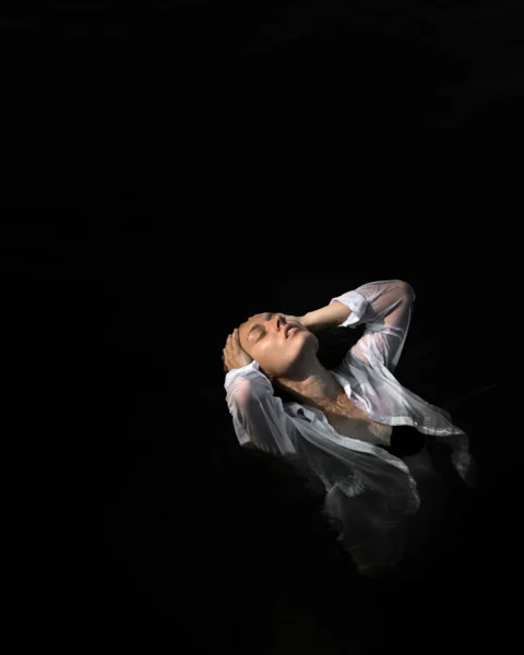 a person lying on the back