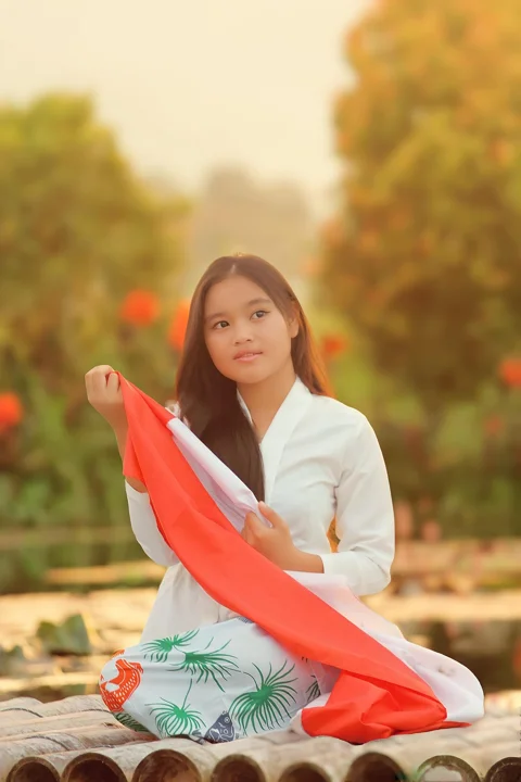 女人, 模特, 旗帜, 独立