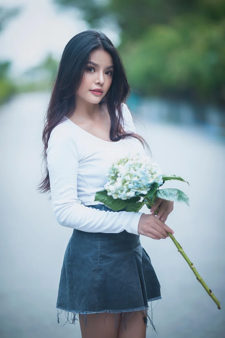 woman, model, flower, posing