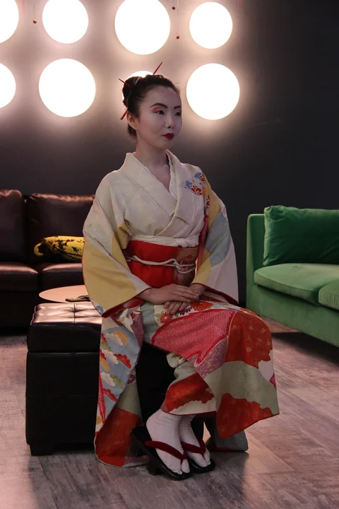 young woman, kimono, geisha, model