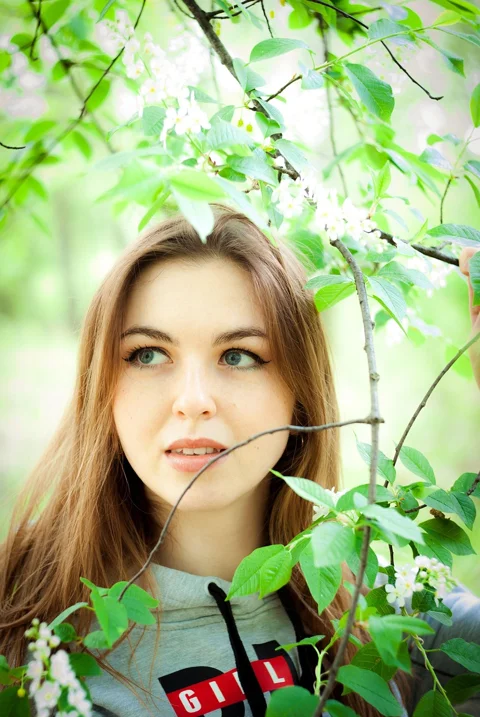 young woman, garden, botanical, botanical garden