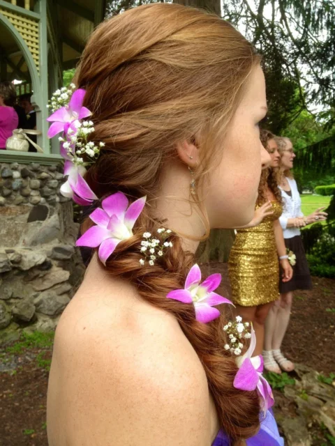 flowers, girl, hair, hairstyle