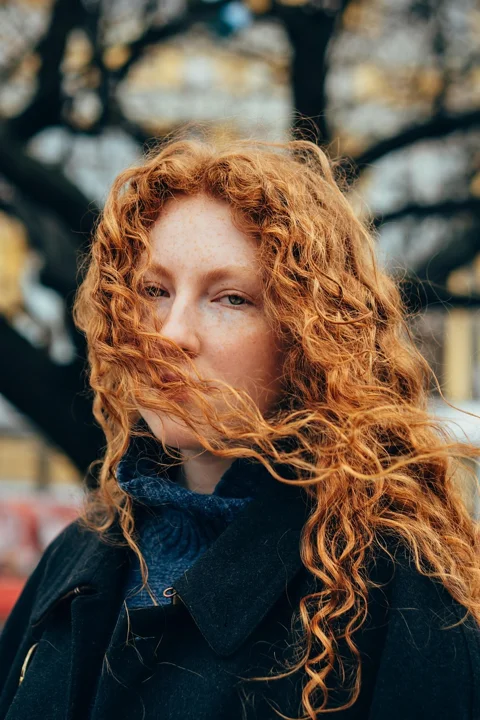 girl, model, curly hair, freckles
