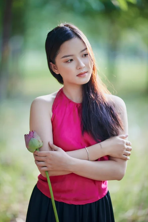 女性, 公園, ポートレート, 屋外