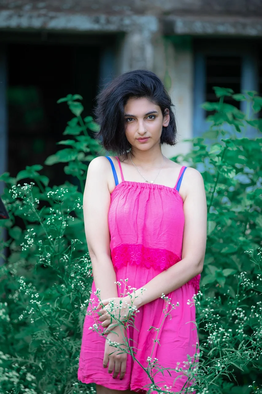 woman, garden, backyard, flowers