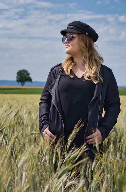 young woman, wheat field, woman, field