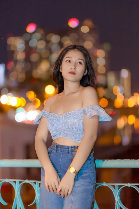 fashion, woman, bokeh, night