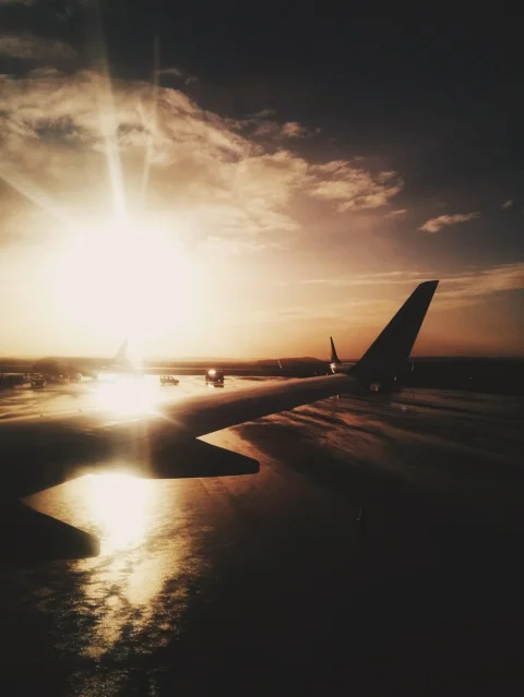 airport, airplane, dark, sunset