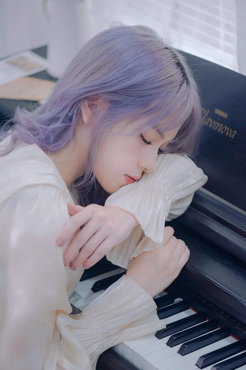 女性、モデル、ピアノ、楽器
