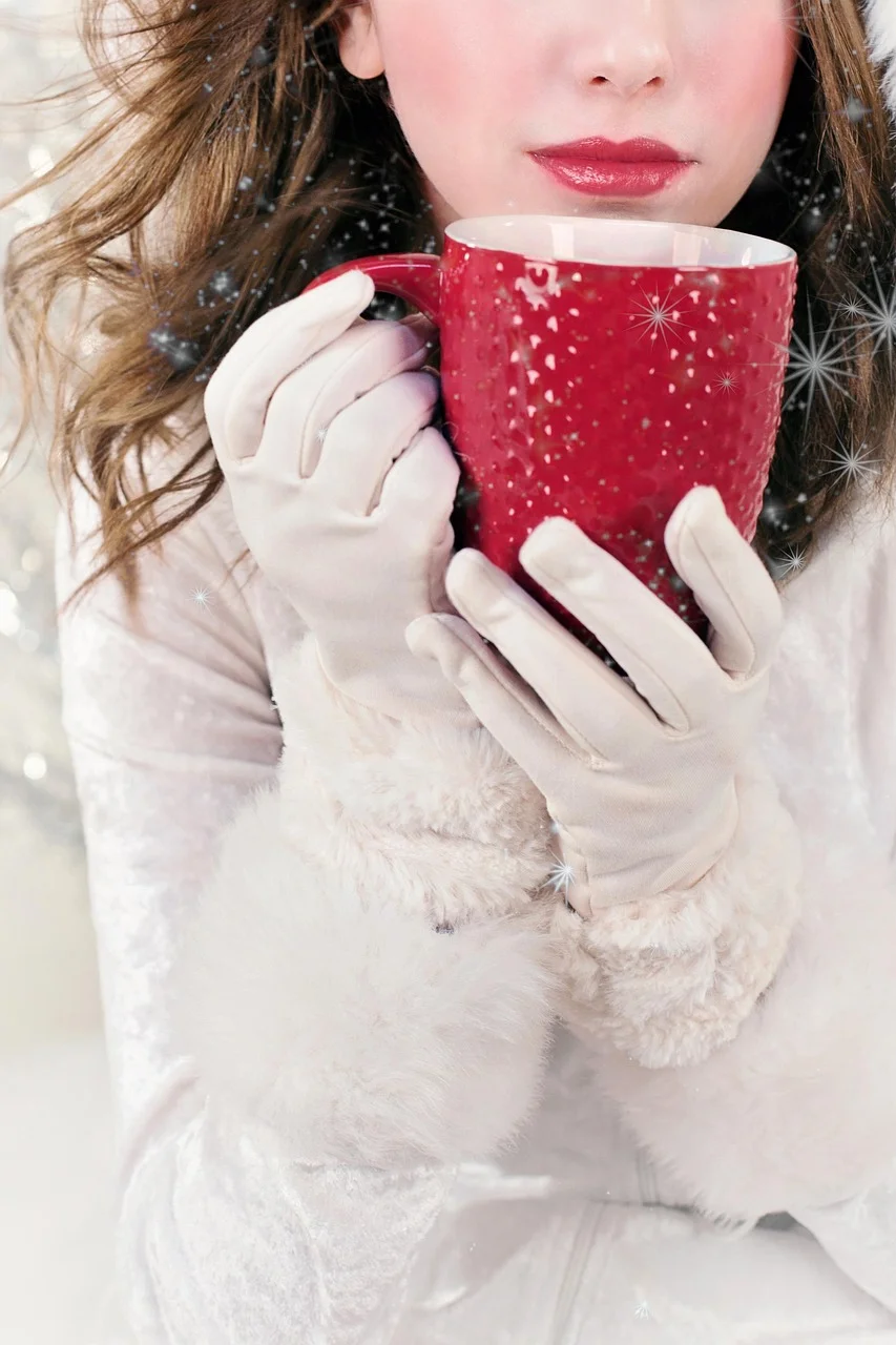 christmas, xmas, red mug, hot chocolate