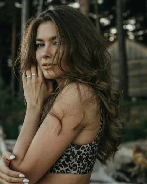 a woman with long hair
