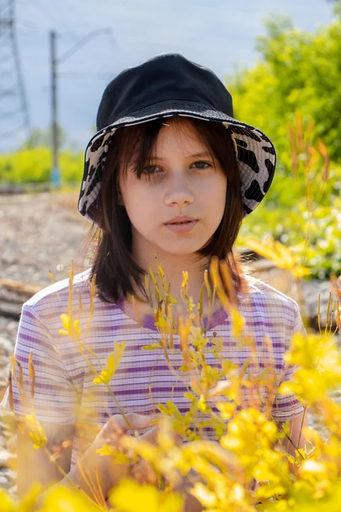 girl, model, portrait, hat