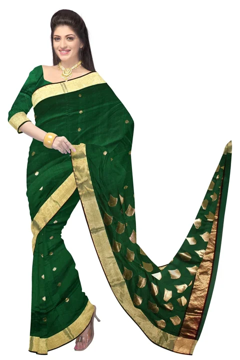 woman, sari, green, saree